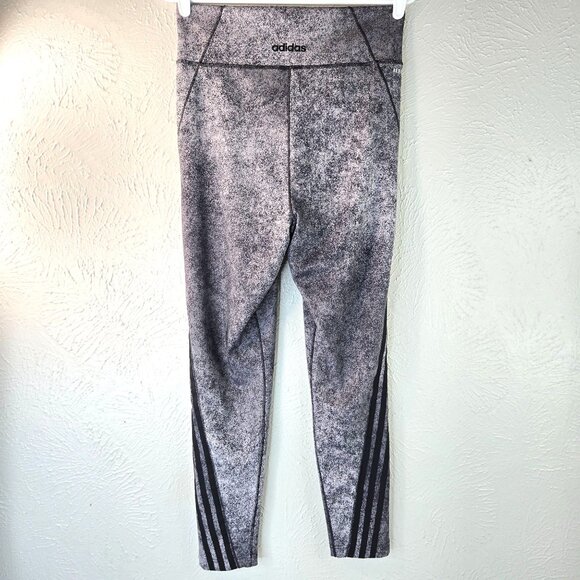 Adidas Leggings Size Medium Gray Black Stretchy Athletic Workout Pull On Pants - Picture 5 of 10